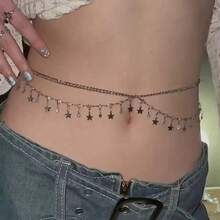 1 Exquisite Pentagram Sequin, Tassel Belt Chain Jewelry, Women's Beach Party Body Chain, Suitable For Beach Parties, Sexy Style, Shiny Style - 金色 - 查看 4