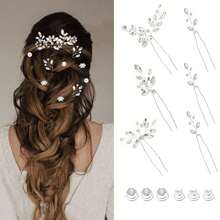 24pcs Rhinestone Spiral Hair Clips Twisted Hair Clips Rhinestone Vortex Hair Clips Metal Spiral Hair Clips Bridal Twisted Hair Clips Wedding Prom Party Hair Accessories (Silver) - Silver - View 7