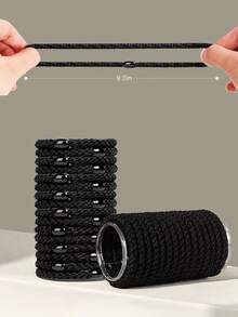 1 件/3 件/5 件/10 件/20 件时尚简约风格黑色发带，男女发饰，柔软编织弹性马尾辫夹，发带发圈，橡皮筋，发髻和马尾辫夹，耐用防滑