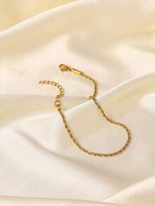 Stainless Steel Golden Twisted Chain Ankle Bracelet Daily Versatile Stacking Accessory