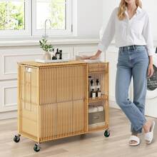 Laundry Hamper With Wheels, Handwoven Laundry Basket With Lid, Shelves, Rolling Clothes Hamper With Removable Liner Bag, 110L Large Laundry Sorter Laundry Room Organization, Naturalhalloween - 白色 - 查看 3