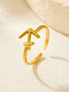 18K Gold Plated Stainless Steel Zodiac Ring, Luxury Jewelry Set With Gift Box, Suitable For Men And Women, Ideal For Daily Wear Or As A Gift For Girlfriend, Mother, Holiday