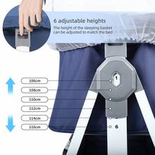 Cuna de viaje plegable con ruedas | Modo balancín, altura regulable (6 niveles), transpirable desde 0 meses hasta 9 kg, colchón, mosquitera y cesta (gris/negro/beige/azul)