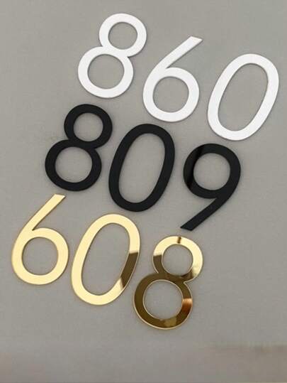1 Set 0-9 Self-Adhesive Colorful Transparent Mailbox Numbers: Hotel And Office Decorative Door Plate Stickers, Metallic Finish Numbers, Durable Wall Hanging, Suitable For Thanksgiving, Halloween, Christmas Room Decor