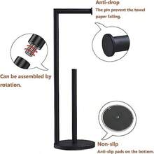 Floor Standing Toilet Paper Holder Stainless Steel Paper Roll Holder Storage Rack Bathroom Standing Paper Towel Holder - Black - View 7