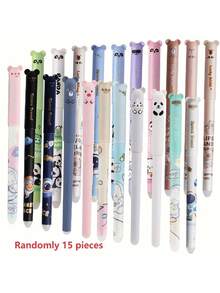 15 Stücke/Set auswischbare Kugelschreiber mit Tiermotiv, 0,5 mm Blautinte entfernbare Stifte, geeignet für Schüler Schulanfang