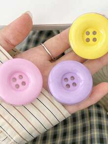 1pc Candy Color Button Phone Airbag Stand, Adhesive Expandable Slouchy Desktop Phone Holder, Retractable Phone Stand Compatible With IPhone, Android Phone, Gift For Birthday, Family, Friends Push-Pull Phone Grip Phone Accessories
