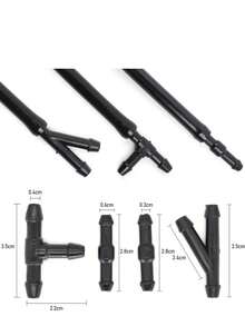 1 Set Universal Style Car Windshield Wiper Nozzle 39.37 Inch Hose 6 Connectors 4 Double Hole Water Spray Nozzles