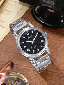 Couple's Quartz Watch, Fashionable Casual Watch, Suitable For Valentine's Day Or Thanksgiving Gift, Suitable For Daily Wear For Men And Women, Ideal For Birthday Gifts, Parties, Holiday Gatherings, And A Perfect Gift For Yourself Or Friends (Excluding Gift Box) - 銀色 - 查看 6