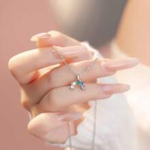Summer Beach Series Rainbow Necklace For Women, Exquisite Dopamine Sweet Cool Girl Style  Collarbone Chain, Necklace With Simple And Luxurious Set - 彩虹項鍊(不鏽鋼鍍白金) - 查看 4