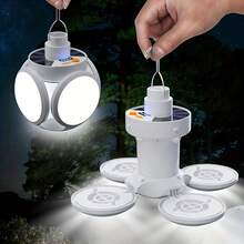 1 Peça Lâmpada LED Solar Recarregável, Luz Portátil USB para Acampamento e Jardim, Holofote Portátil para Noite, Lanterna de Emergência LED, Área de Iluminação de 60 m²