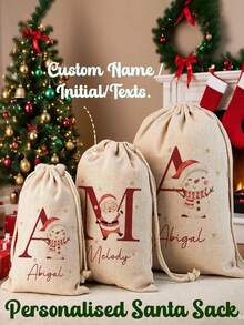 Personalised Santa Sack - Custom Christmas Sack - Personalised Christmas Toy Sack - Name & Initial Christmas Reindeer - Christmas Gifts. Christmas Gifts, Large Santa Sack, Christmas Stocking Sack, Holiday Gift Bag, Personalized Christmas Sack, 2025 Family Gifts, Santa Gifts. Custom Initial Christmas Santa Sack, Personalized Xmas Gift Pouch, Monogrammed Drawstring Bag - Multicolor - View 2