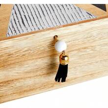 Small Wooden Decorative Box With Hinged Lid Tassel, Jewelry Trinket Storage - Wooden Jewelry Box - 9.4x 6x 3 Inches - 棕色 - 查看 6