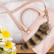 Raccoon Tail Fur Pendant Keychain - 浣熊尾巴吊墜 - 查看 3