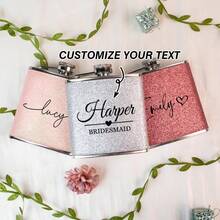 1pc Personalized Stainless Steel 8oz Flask With Funnel, Customizable Engraving, Suitable For Bridesmaid Invitations, Wedding Favors, Corporate Gifts ,Kitchen Utensils, Bridesmaid Proposal Gifts - Multicolor - View 11