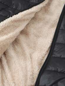 Áo khoác chần bông nhẹ ấm áp dành cho nữ, vải dệt trơn màu, chần bông, thích hợp cho mùa thu, đông, xuân - màu đen - Xem 11