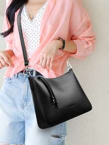 女士品牌单肩包 真皮斜挎包 女士便携黑色大容量包 柔软单肩包 2026 - 黑色 - 查看 10