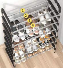 Estante Organizador de Zapatos 5-6 Niveles, Armable con Puerta, Ahorrador de Espacio para Hogar - Negro - Ver 7