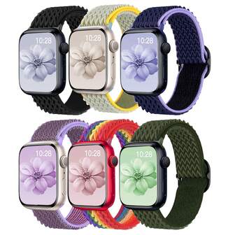 尼龙弹性单圈表带，适用于 Series 10 9 8 7 6 5 4 3 2 1、SE、Ultra， 表带 38 毫米 40 毫米 41 毫米 42 毫米 44 毫米 45 毫米 46 毫米 49 毫米，可调节替换表带，适合男女