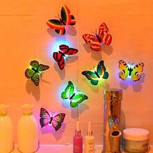 5pcs/10pcs/15pcs/25pcs/50pcs 3D Double-Layer Luminous Butterfly, LED Glowing Butterfly With Adhesive Backing, Suitable For Wall, Home, Festival, Home Decor
