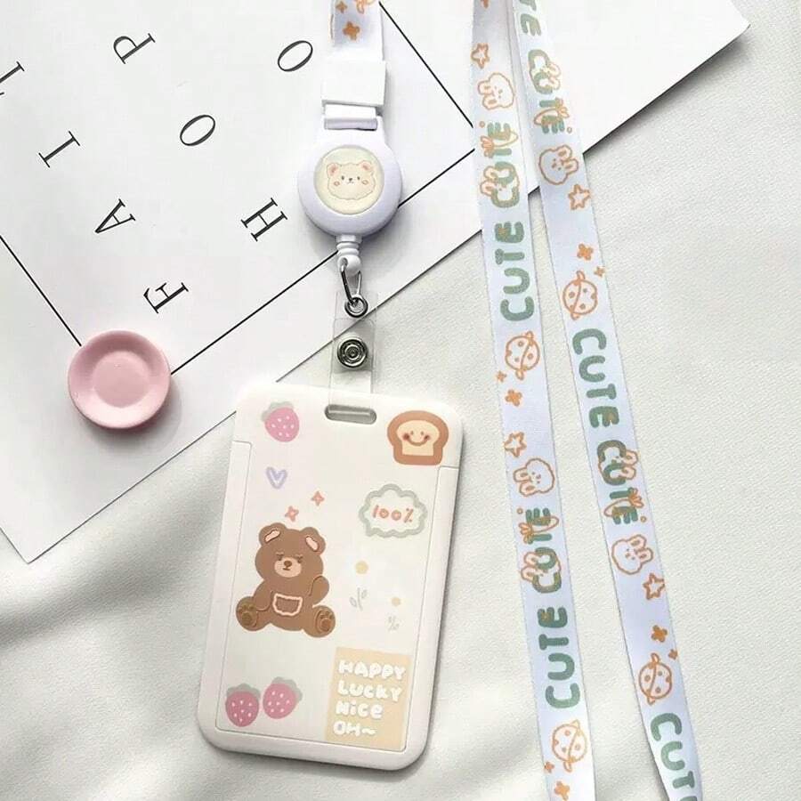 1 件简约卡夹，熊图案卡盒，学校用品，返校用品，文具，教师用品，教师礼物 - 彩色 - 查看 1