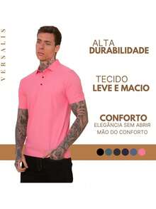 Kit 03 Premium Polyamide Polo Shirt Men's Shirt With Collar And Button Breathable Fabric - 黑色/鋼藍/鉛色 - 查看 4