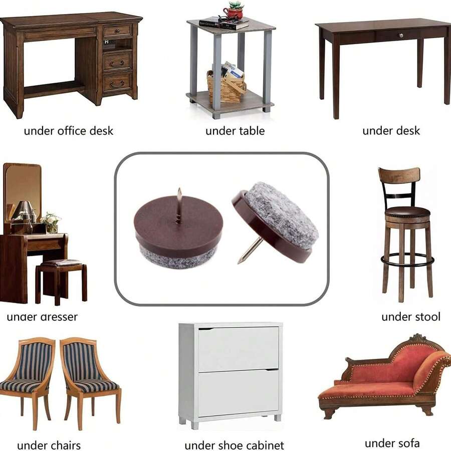 15 deslizadores de muebles redondos de fieltro grueso de 27 mm de color marrón para sillas, mesas, escritorios, gabinetes de postres, sofás, patas y pies de sofá, antideslizantes
