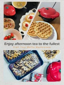SCISHARE Máy làm bánh waffle mini 1 cái, khuôn bánh waffle 10cm, lớp chống dính gốc nước, dễ vệ sinh, công suất 350W, làm nóng nhanh, thiết kế nhỏ gọn để cất trong ngăn kéo, phích cắm EU, dây nguồn 70cm - Lý tưởng cho trẻ em và gia đình làm bữa sáng khi đi du lịch và trong những căn bếp nhỏ, chỉ cần thêm bột (Màu đỏ tròn) - Đỏ️ - Xem 9