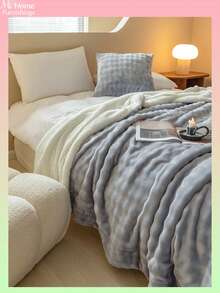 1 pieza Manta reversible suave y esponjosa de felpa de burbujas y sherpa, disponible en varios colores, decoración del hogar minimalista y de moda, adecuada para dormitorio, dormitorio de niños/niñas, siesta en el sofá, siesta en la oficina, regalo perfecto para el Día de San Valentín, lavable a máquina