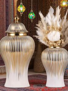 Europäischer Stil kreative minimalistische galvanisierte Goldkeramik Allzweckglas Vase, Hotel Dekoration, Hochzeit Heim Handwerkskunst minimalistische dekorative Accessoires, moderne Heimdekoration für Wohnzimmer und Schlafzimmer, zentrale Dekoration, Muttertags Geschenke, Abschlussgeschenke, Hochzeitsdekoration