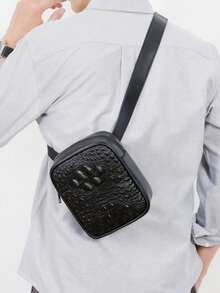 2025 New Fashion PU Leather Floral Pattern Crossbody Bag, Korean Shoulder Pouch, Street Outdoor Phone Sports Cycling Organizer Bag, Unisex Small Bag