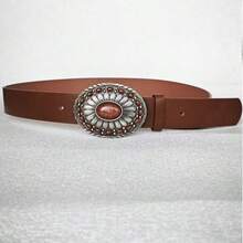 Daiana Moda Cinto Country Cowboy Western  Festa 4CM Fivela ouro velho - Caramelo - Visão 3