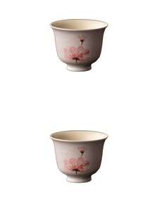 1 pieza/2 piezas Taza de té de cerámica con flores pintadas a mano, Taza de té con brillo del atardecer y mariposa, Taza de té de porcelana rosa femenina, Taza de té con tallo floral romántico, Juego de té Gongfu, Taza de té amada por las hadas, Taza de invitados para el hogar, Adecuada para todas las estaciones