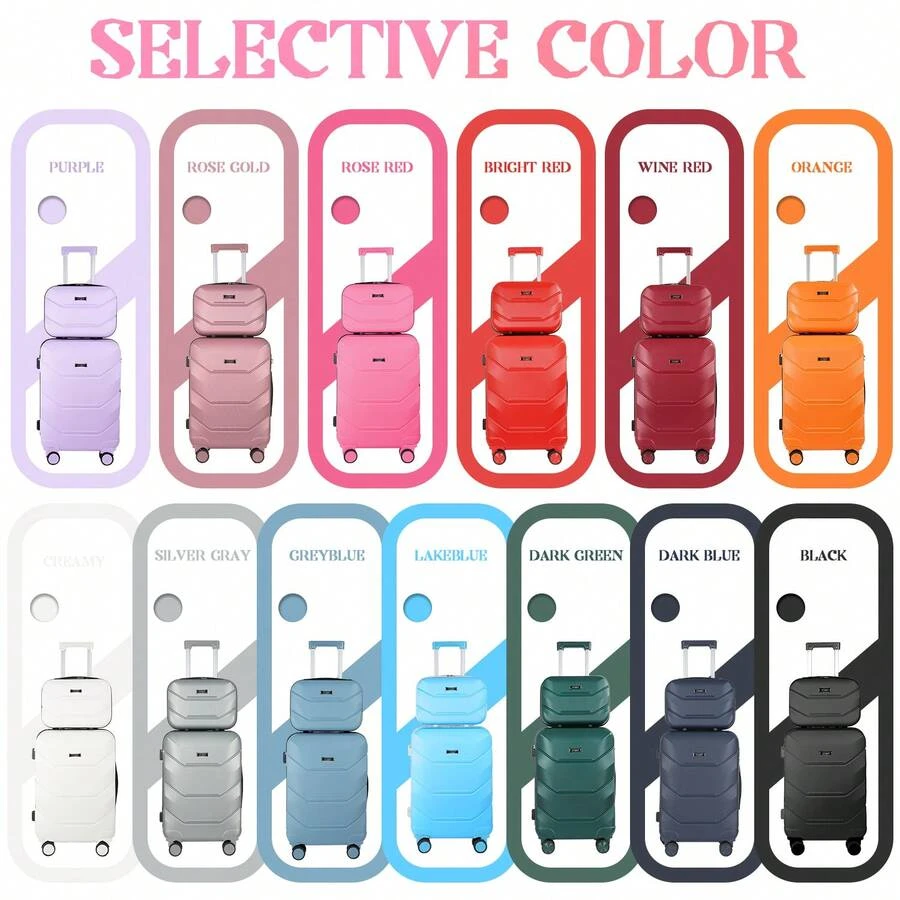 YOUGGELI 两件套行李箱 – 带杯架、USB接口和手机支架的登机拉杆箱,轻便硬壳旅行箱,商务、度假和周末旅行必备。这款行李箱经久耐用,男女皆宜,适合度假旅行。大容量设计,是旅行必备、旅行配件、旅行收纳和旅行用品的理想之选。 - 白色 - 查看 1