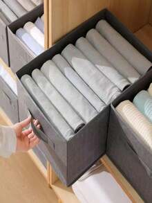 1 件可折叠储物袋，带 7/9 个隔层衣柜整理器，便携式旅行储物盒，适用于裤子、牛仔裤、衬衫、内衣和袜子 - 多用途矩形储物盒，适用于家庭储物 - 灰色 - 查看 2