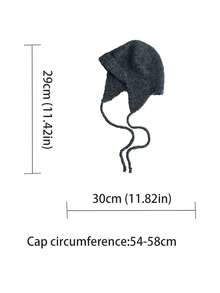 1 件女士针织帽，小众讨人喜欢的系带耳罩帽，温暖又遮瑕的捕兽帽，湖绿色 - 彩色 - 查看 3