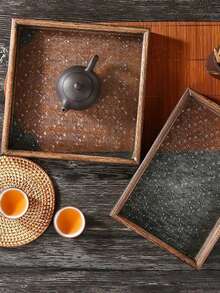 1 pieza Bandeja de servir pequeña de vidrio con relieve, centro de mesa vintage, bandejas decorativas rectangulares, bandejas y fuentes de servir vintage