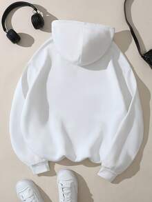 Women's Long-Sleeve Hoodie With Drawstring - Casual Pullover Sweatshirt, Soft Polyester Fabric, Machine-Washable, Perfect For Autumn And Winter, Ideal For Casual Wear | Bright Green Hoodie - 白色 - 查看 3