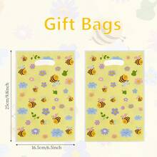 30/50pcs Floral Bee Gift Bags, Birthday Party Favor Bags, Birthday Party Decorations, Snack & Candy Packaging Bags, Gift Wrapping Supplies, Tote Bags, Storage Pouches