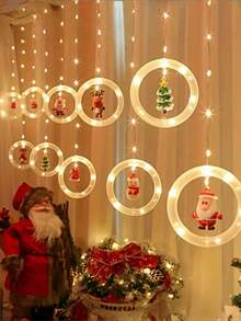 1 Pack New [LED Christmas Decorative Lights - DIY Christmas LED Curtain Light Set] USB Powered Holiday Decoration String Lights, Holiday Decorations, Featuring Christmas Tree, Snowman, Reindeer, Santa Claus Shapes - Suitable For Home, Bedroom, Party And Christmas Decoration Indoor String Lights, Colorful Lights For Window Display! Christmas Decoration XMAS Decor Christmas Tree Gift Decor Thanksgiving Birthday Decorations For Gifts Party Supplies Indoor Outdoor Garden Holiday Festival Decor