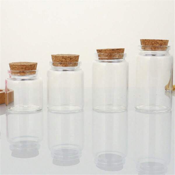 12 Stücke 47mm Durchmesser klare Glasflaschen mit Holzkorken, transparente Gläser, schwimmende Flasche mit weichen Korkstopfen, geeignet für Probeverpackung, Aufbewahrung von Artikeln, Feiertags-Dekoration, Aufbewahrungsgläser für kleine Artikel