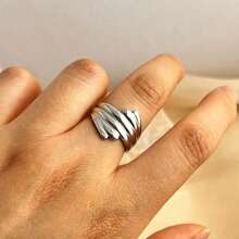 New 18K Stainless Steel Fashion Ring, The Opening Design Can Be Adjusted In Size - 4-prata - View 1