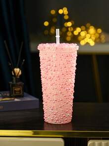 1pc 12 Oz (About 340 G) Sparkler Cup Handmade Rhinestone Set, Built-In Double Plastic Cup With Lid, Straw - Perfect For DIY Custom, Iced Coffee And Wa