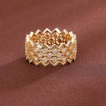 1pc Pointed Lace Hollow Design Cubic Zirconia Inlaid Fashion Ring For Women - Multicolor - View 8