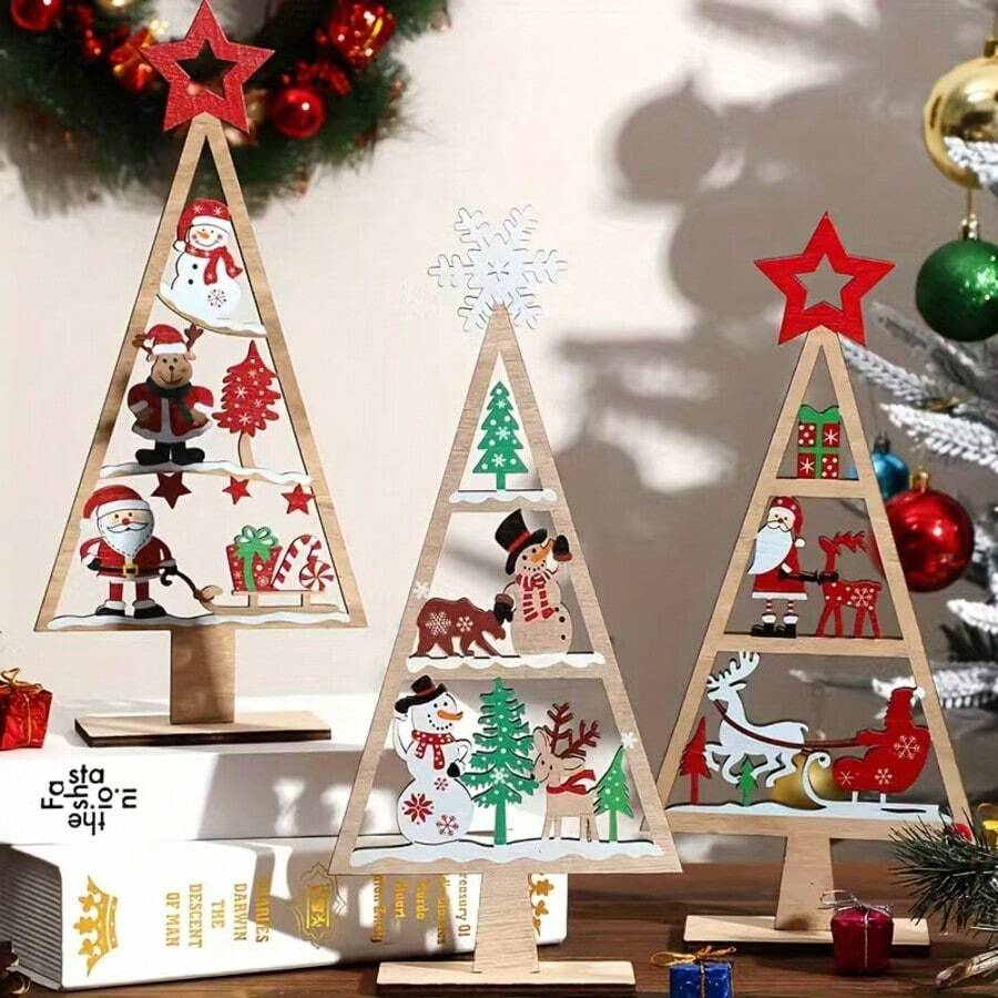 Artisanal Handcrafted Wooden Christmas Tree - Mini Desktop Tabletop Decor For Holiday Party Centerpiece, Festive Gift, Cozy Home & Office Winter Ambiance Setting, Natural Scandinavian Christmas Decoration