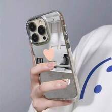 Simple Love Pattern Mirror Mobile Phone Case Is Suitable For IPhone16 15 14 13 12ProMAX Soft Edge 11 Shock-Proof Protective Case, Suitable For Gifts For Male And Girlfriend - 無色 - 查看 5