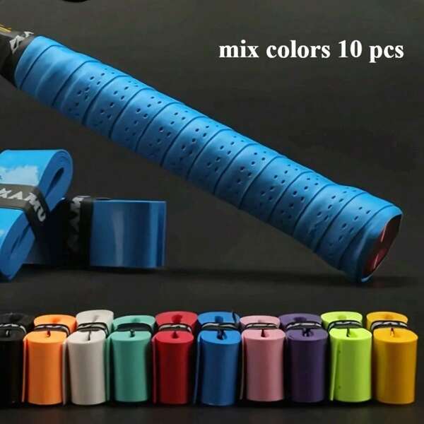 10pcs Tennis Racket Grip Tape - Non-Slip Perforated Surface, Suitable For Tennis Rackets, Tools, Sports Equipment - Multipurpose Sports Tape (10 Sheets) - Ideal Gift For Players, Racket Handle Wrap, High Grip Material, Essential For Fitness Enthusiasts, Vibrant Colors