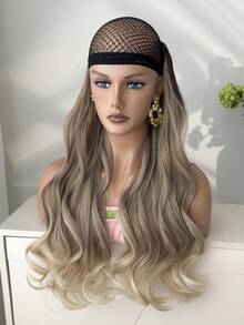 夹式接发 V 形渐变色 24 英寸长自然波浪波浪形合成假发耐热纤维合成假发适合女士女孩派对日常使用