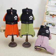 25件防风四脚棉衣狗狗衣服猫咪保暖衣服宠物四脚棉衣加厚防风保暖衣服小动物服装休闲牵引带扣秋冬加厚防雪衣小型犬衣服动物用品新款狗狗衣服四脚加厚防雪休闲装 - 綠色 - 查看 2
