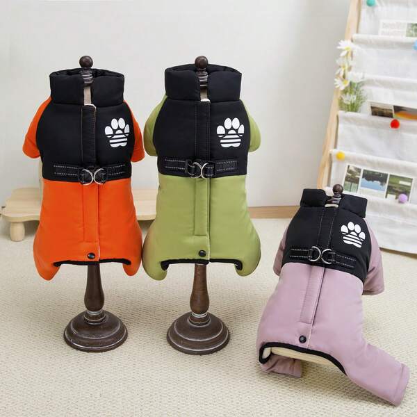 25 buc haină căptușită anti-vânt cu patru picioare, haine pentru câini, haine calde pentru pisici, haină căptușită cu patru picioare pentru animale de companie, haine calde îngroșate anti-vânt, îmbrăcăminte pentru animale mici, cataramă casual pentru lesă, haine groase de zăpadă toamnă/iarnă, haine pentru câini mici, provizii pentru animale, haine pentru câini noi, ținută casual îngroșată anti-zăpadă cu patru picioare